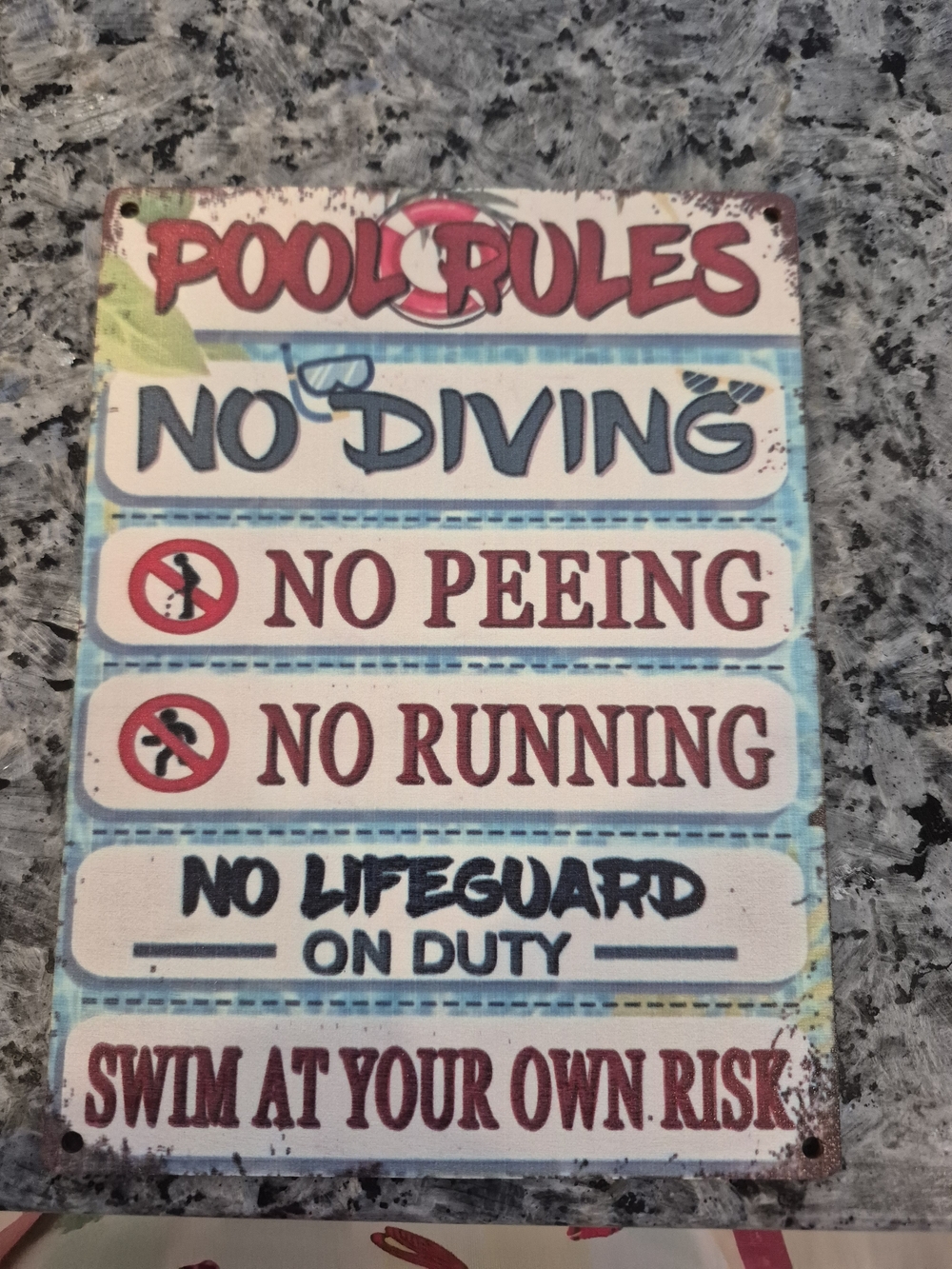 Swim Pool Rules Sign - Multicolor